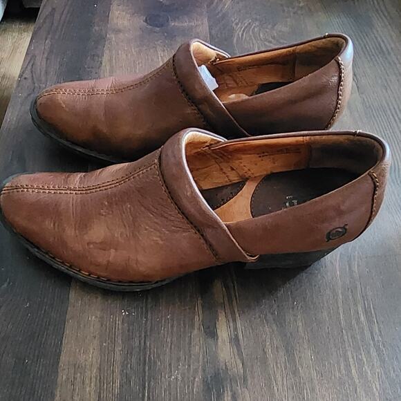 Born Concept Brown Slip on Ankle Bootie Chunky Block Heel Size 7.5 - Picture 4 of 8